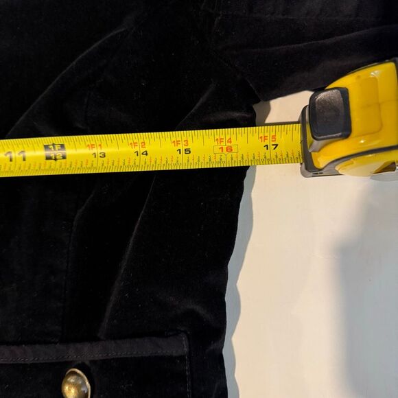 FREE PEOPLE Becky Black Velvet Military Jacket | Medium | Brass Button Detail “ - Picture 12 of 13